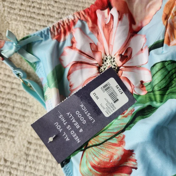 Cacique Aqua Floral Sexy Silky 2 Piece Set Pajamas Lingerie Lace Trim - Picture 2 of 5